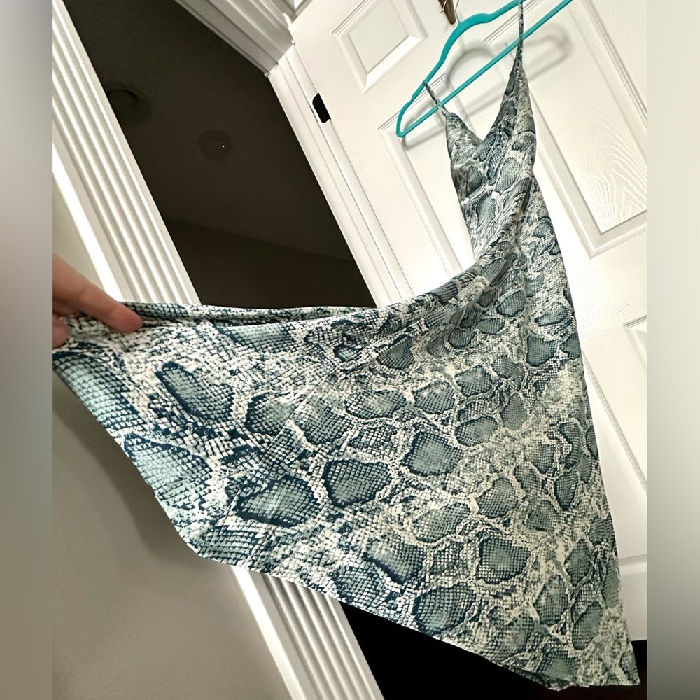 ‼️RARE‼️🎸LOVESTITCH🎸🔥NWT🔥Python Cowl Neck Midi Slip Dress in Green—S - Picture 7 of 14